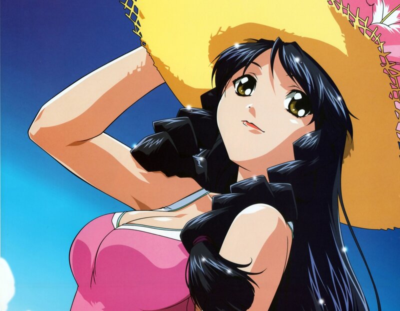 Anime Woman in Pink Dress — Blue