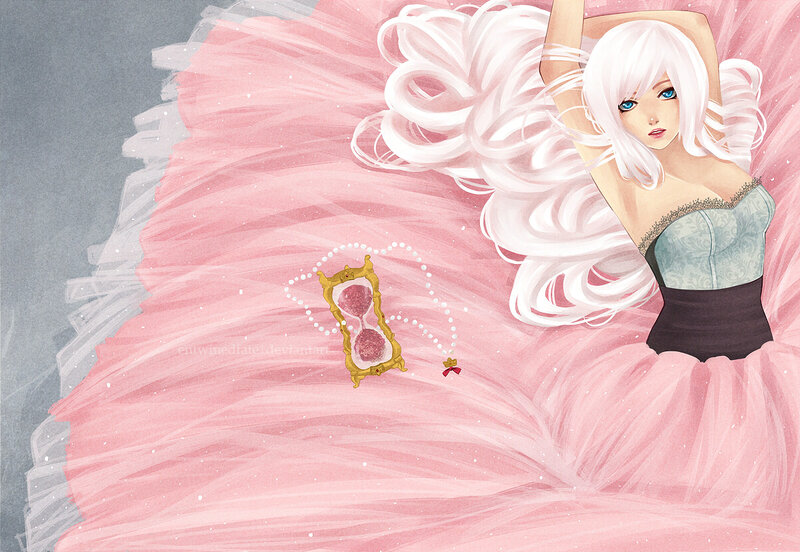Anime Woman in Pink Dress — Dreamy