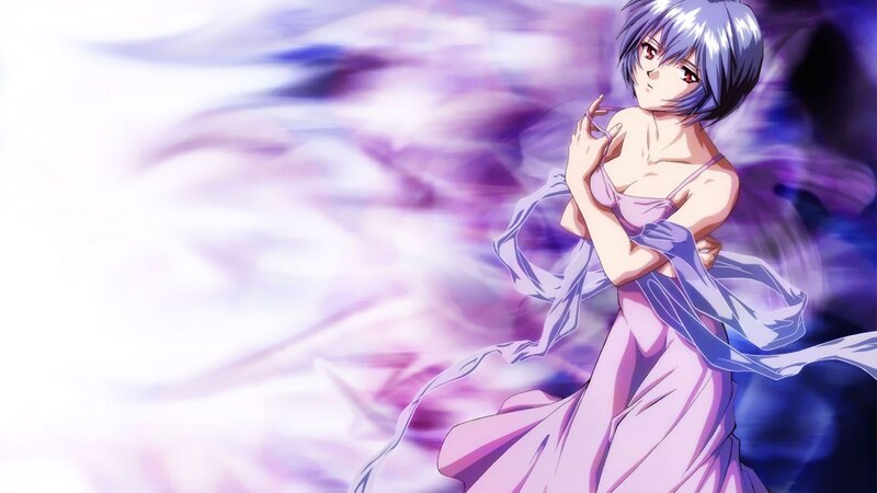 Anime Woman in Pink Dress — Purple, Dramatic
