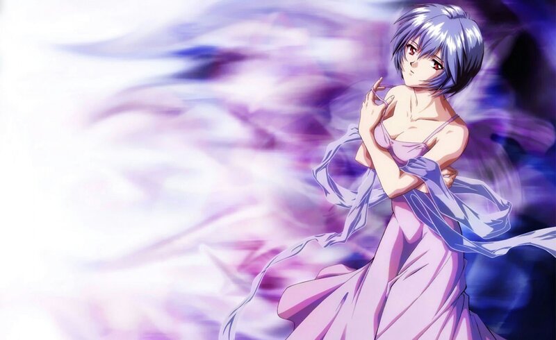Anime Woman in Pink Dress — Purple