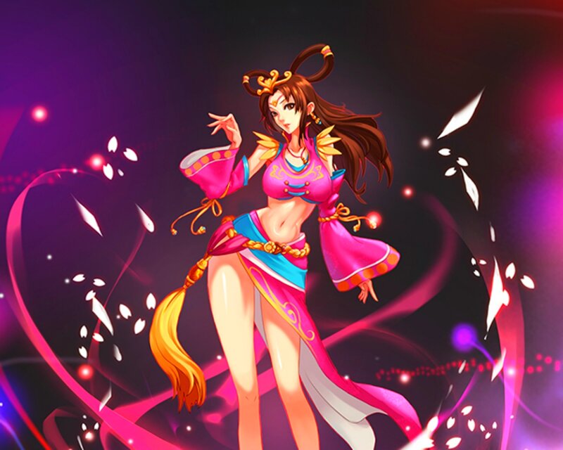 Anime Woman in Pink Outfit — Purple