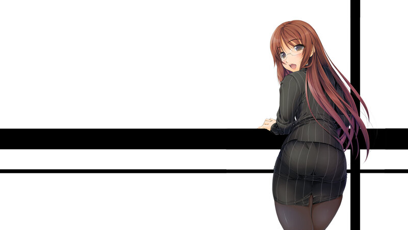 anime woman in pinstripe suit