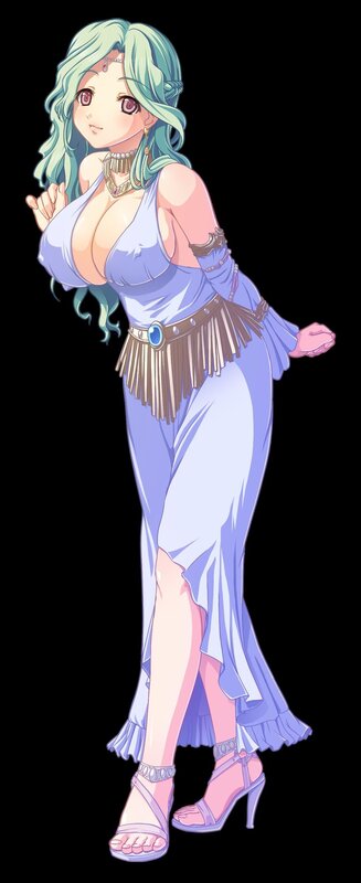 anime woman in purple dress