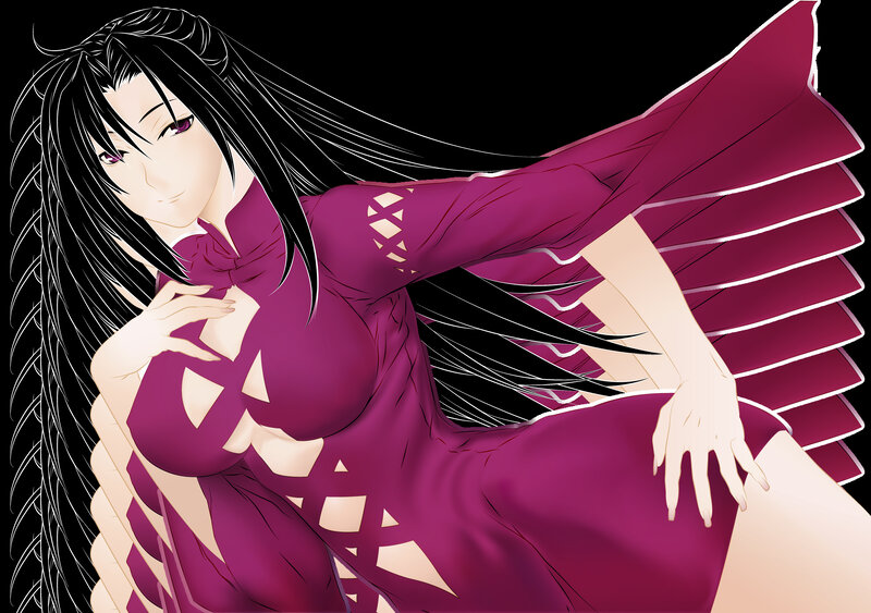 anime woman in purple dress