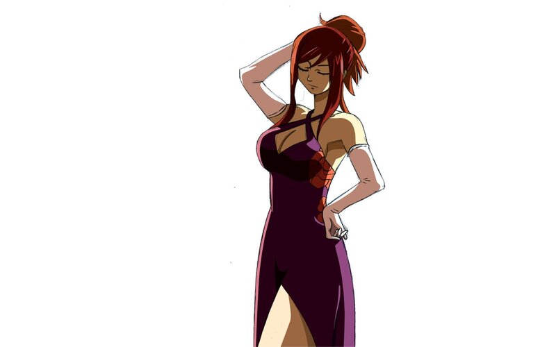 anime woman in purple dress