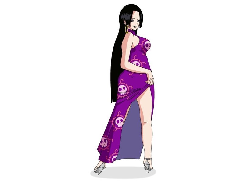 Anime Woman in Purple Dress — Confident