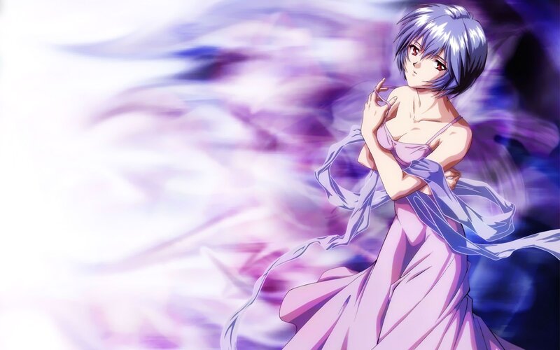 Anime Woman in Purple Dress — Dramatic, Short Hair