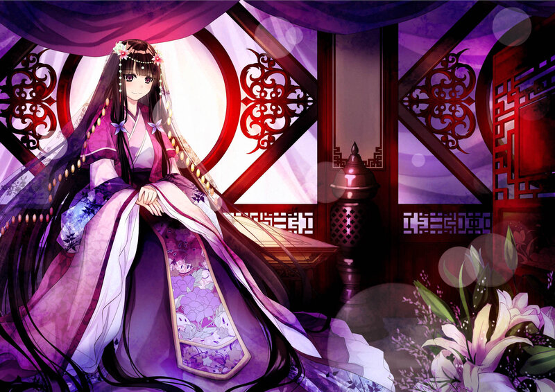 Anime Woman in Purple Dress — Serene