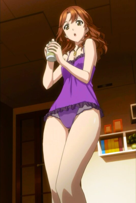 anime woman in purple lingerie