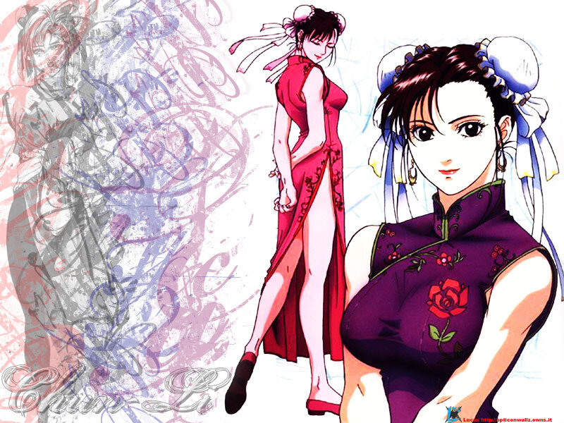 Anime Woman in Qipao — Purple