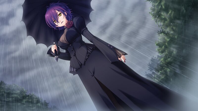 Anime Woman in Rain — Purple