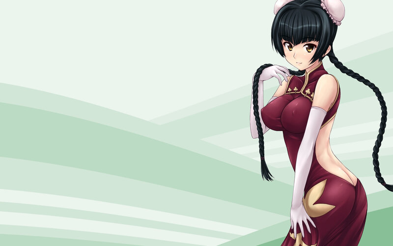 Anime Woman in Red Dress — Confident, Braids