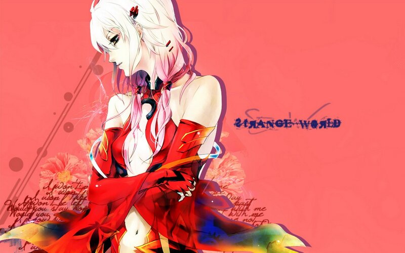Anime Woman in Red Dress — Dramatic, Digital Art, Flowers