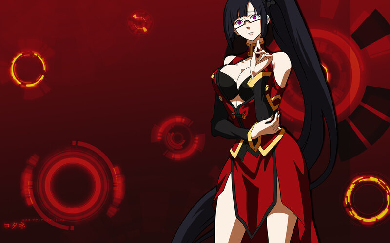 Anime Woman in Red Dress — Dramatic, Glasses