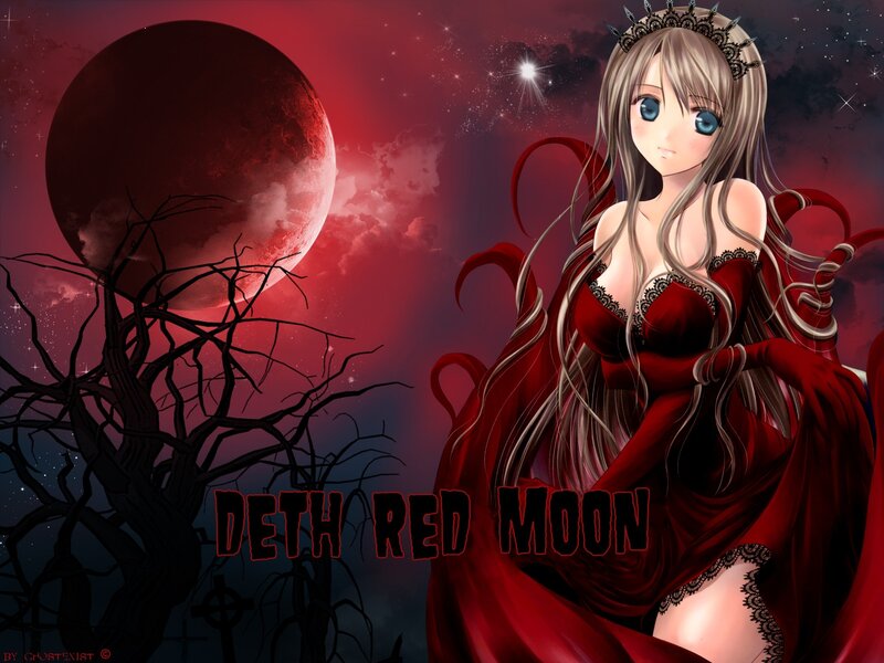 Anime Woman in Red Dress — Dramatic, Night, Digital Art