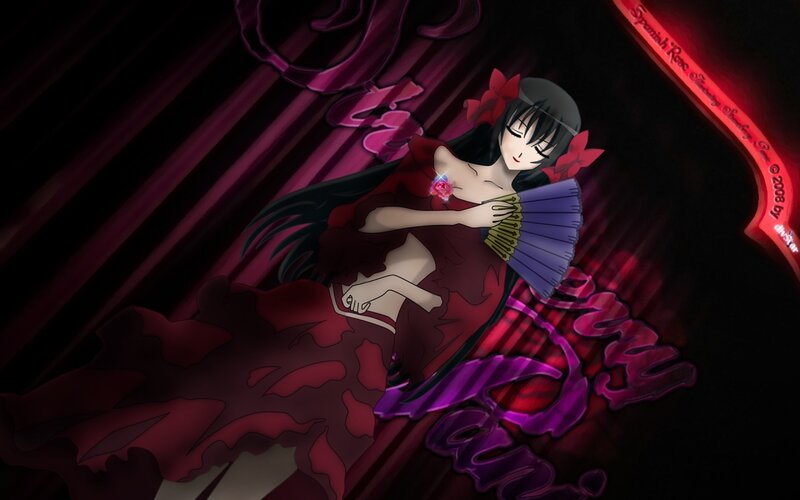 Anime Woman in Red Dress — Dramatic, Night, Fan
