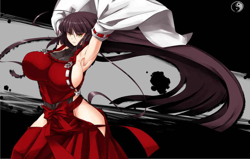 Anime Woman in Red Dress — Dramatic, Sword
