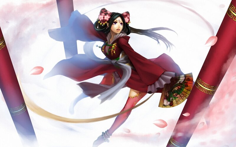 Anime Woman in Red Dress — Dynamic