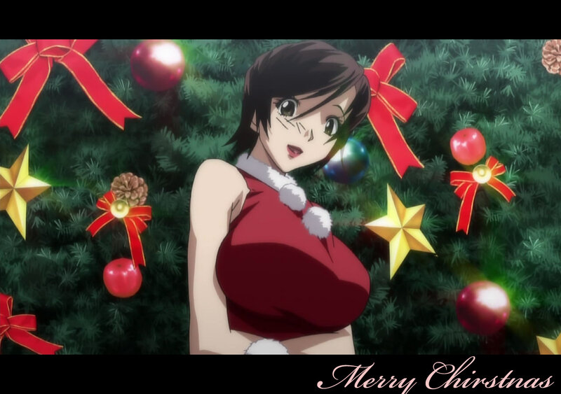 Anime Woman in Red Dress — Green, Festive