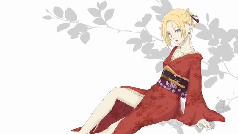 anime woman in red kimono