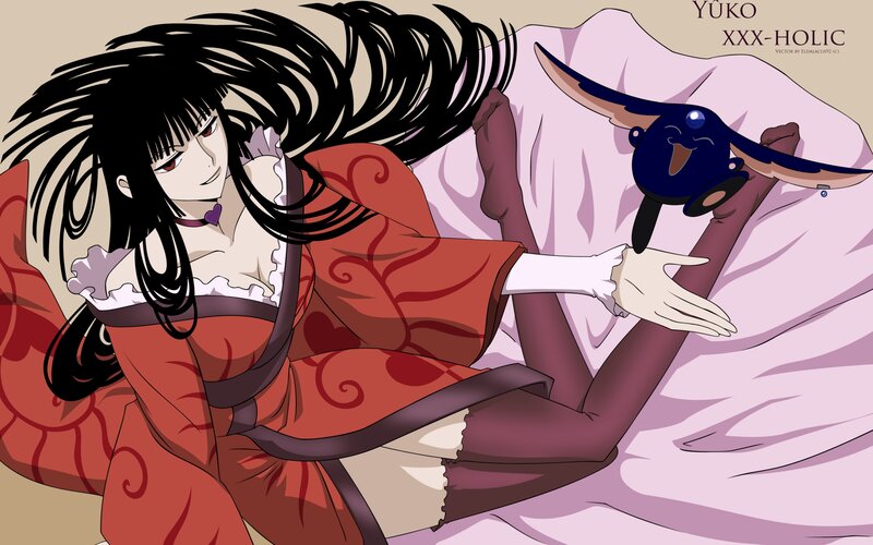 Anime Woman in Red Kimono — Calm, Manga