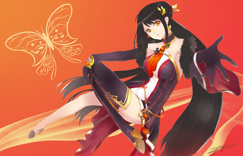 Anime Woman in Red Outfit — Dramatic, Digital Art
