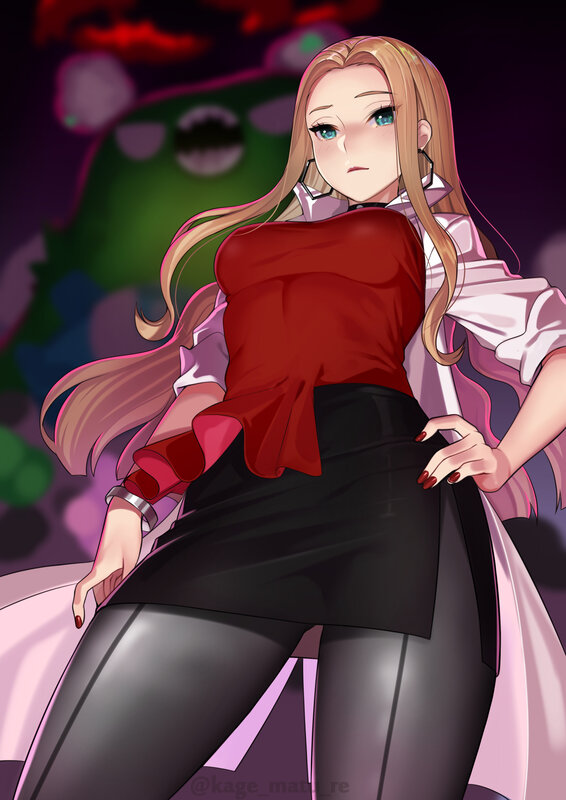Anime Woman in Red Top — Dramatic