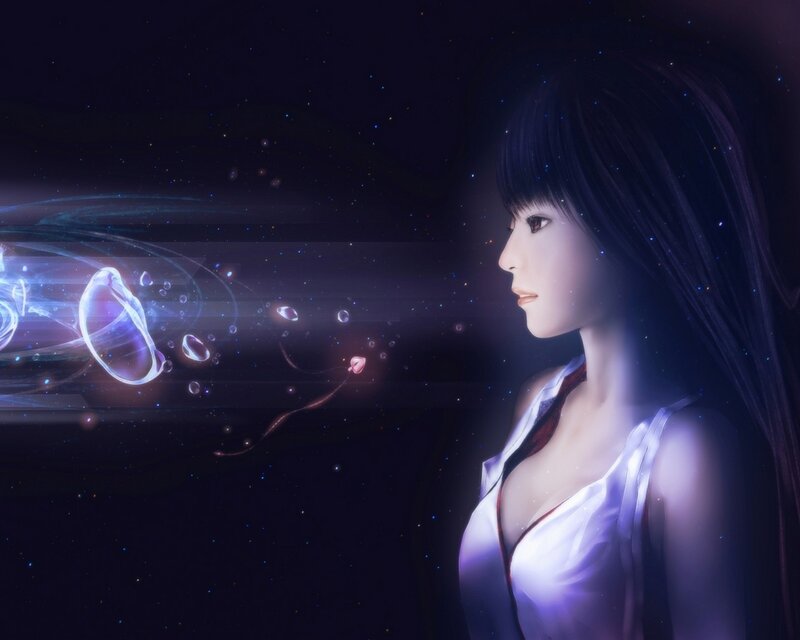 Anime Woman in Space — Purple