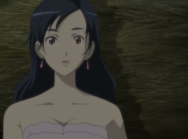 Anime Woman in Strapless Dress