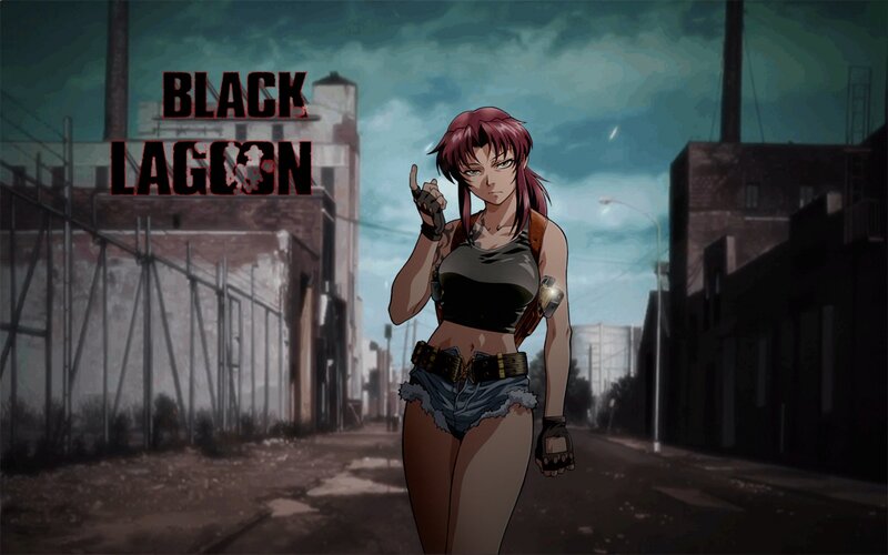 Anime Woman in Street — Gray