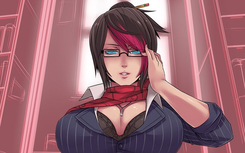 Anime Woman in Suit — Red, Dramatic