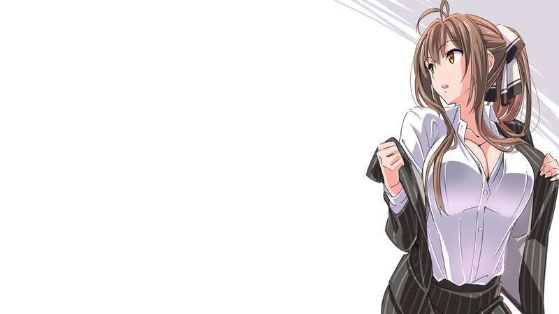 Anime Woman in Suit — White, Neutral