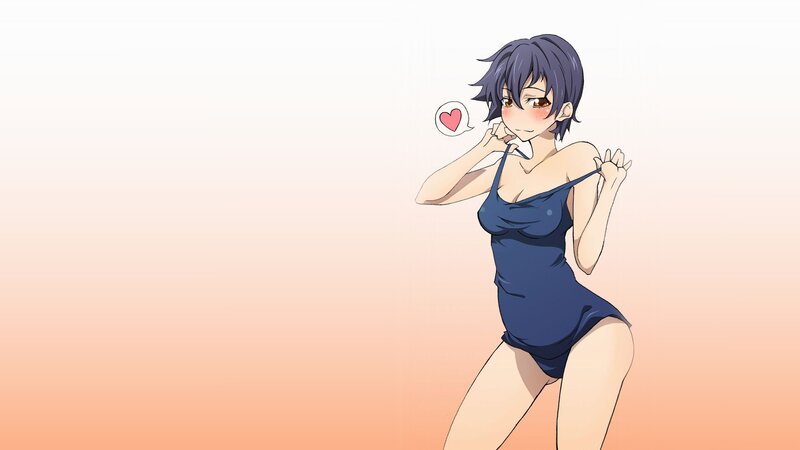 Anime Woman in Swimsuit — Blue, Playful