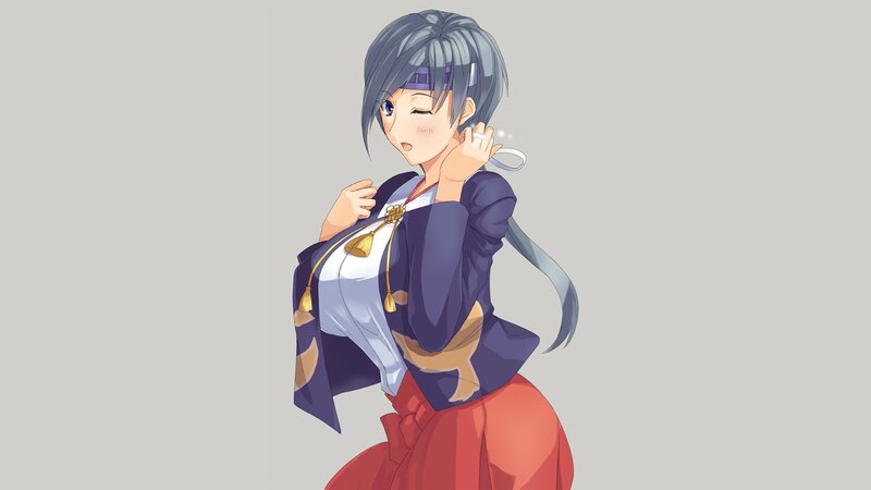 Anime Woman in Traditional Clothing — Gray