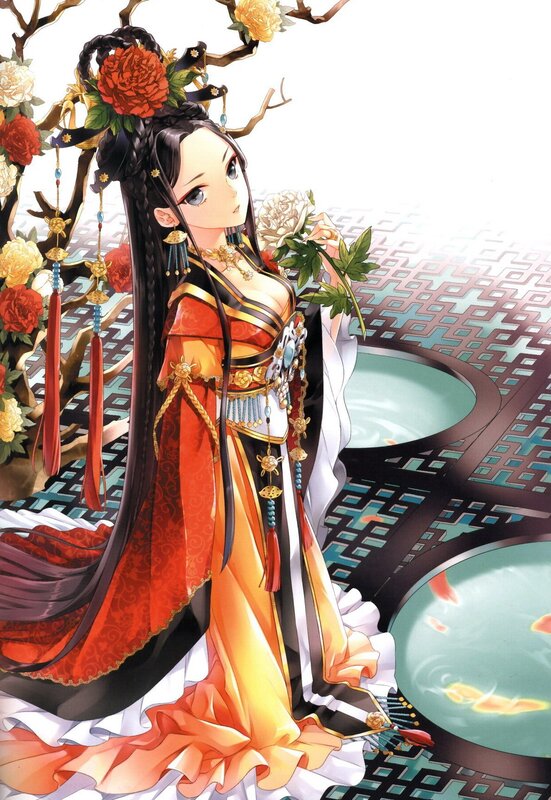 Anime woman in traditional dress