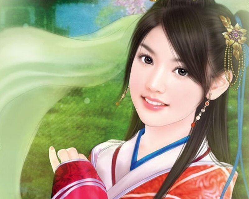 anime woman in traditional dress