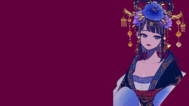Anime Woman in Traditional Dress — Purple, Dramatic