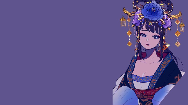 Anime Woman in Traditional Dress — Purple