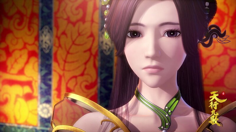 Anime Woman in Traditional Dress — Red, Serene, 3d Render
