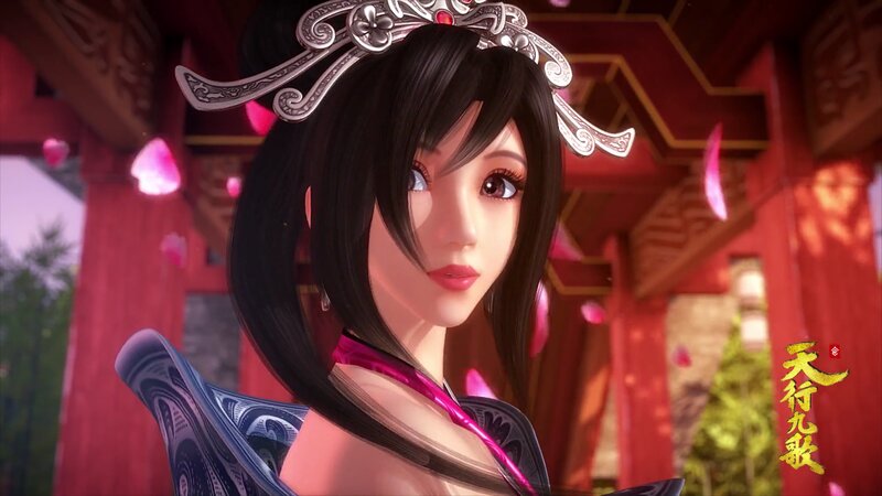 Anime Woman in Traditional Dress — Red, Serene