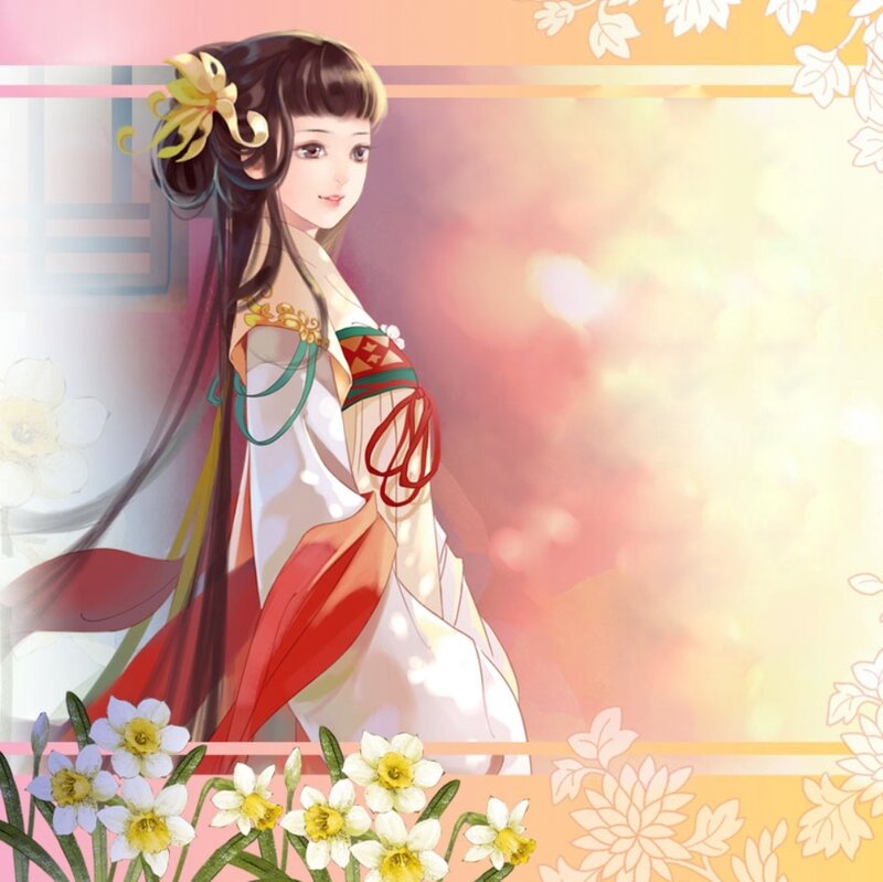 Anime Woman in Traditional Dress — White