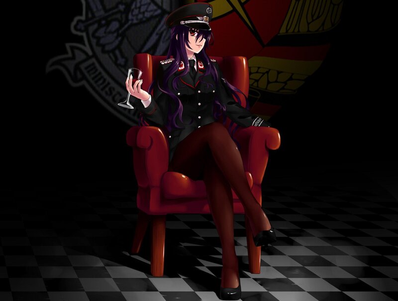 Anime Woman in Uniform — Black, Dramatic