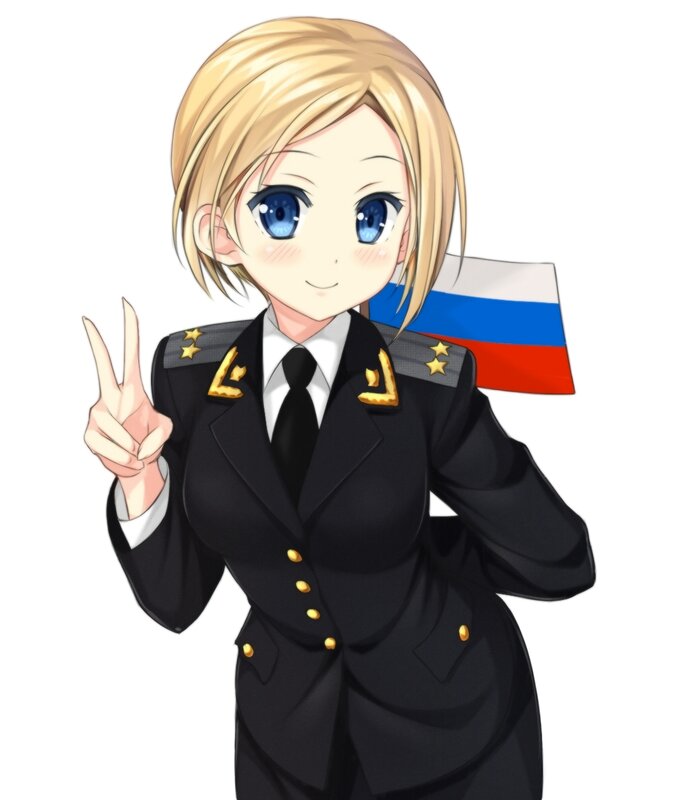 Anime Woman in Uniform — Black, Friendly