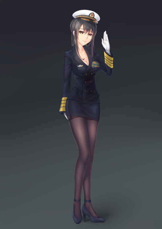 Anime Woman in Uniform — Black, Neutral