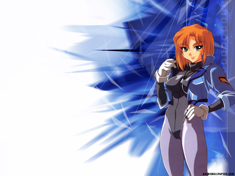 Anime Woman in Uniform — Blue, Dramatic, Blue Background