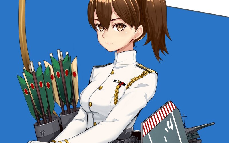 Anime Woman in Uniform — Blue, Serious