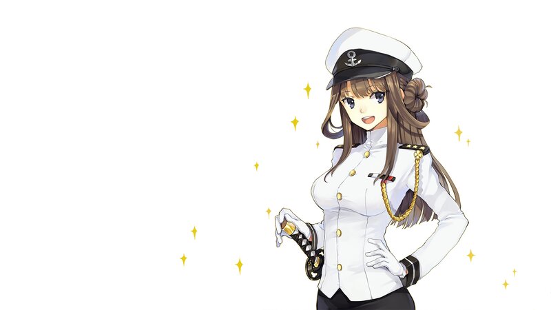 Anime Woman in Uniform — White, Confident