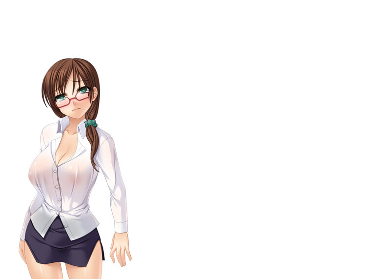 Anime Woman in Uniform — White, Neutral