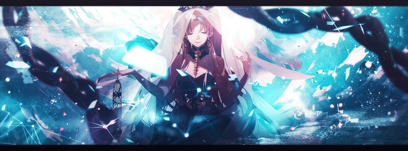 Anime Woman in Veil — Blue, Dramatic