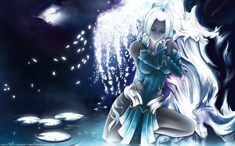Anime Woman in Water — Blue, Dramatic